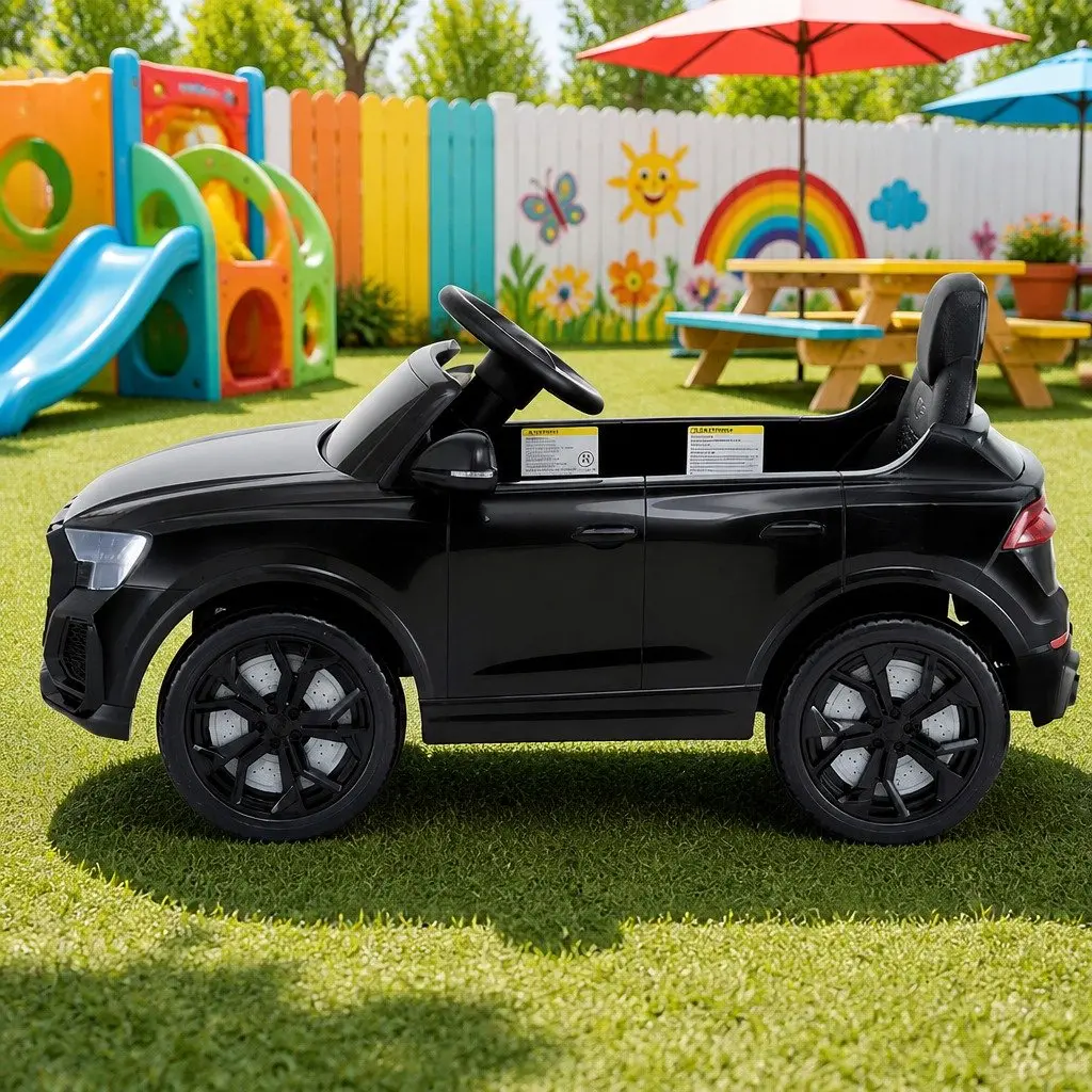 Kids Ride On Car 12V Electric Toy Black Remote Control Steering Wheel Pedal