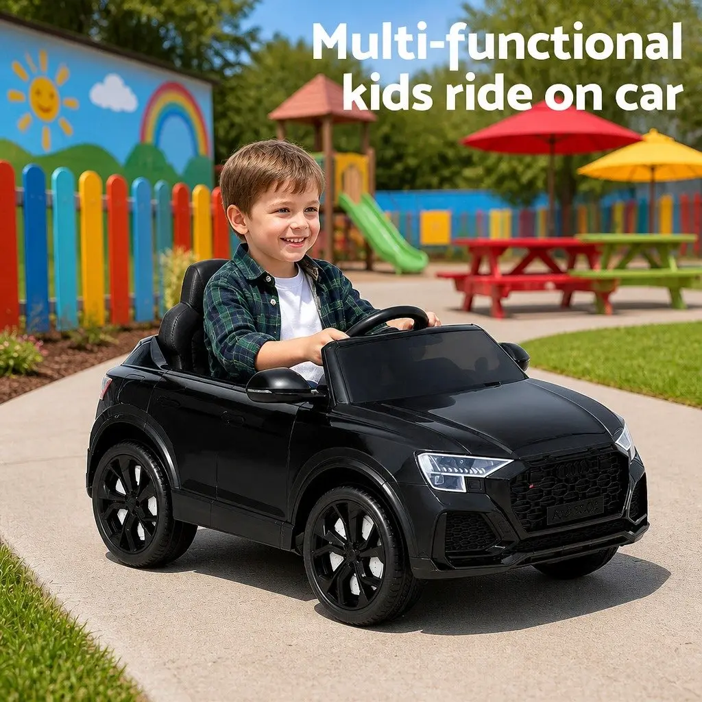 Kids Ride On Car 12V Electric Toy Black Remote Control Steering Wheel Pedal