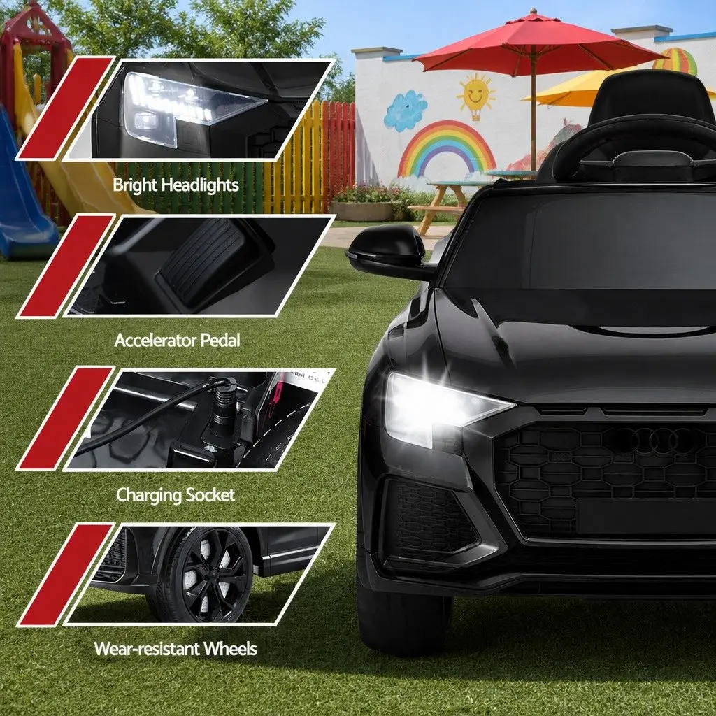 Kids Ride On Car 12V Electric Toy Black Remote Control Steering Wheel Pedal