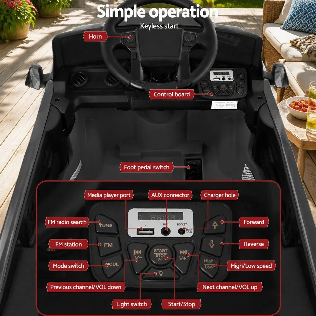Kids Electric Ride On Car Black 12V Remote Control Vehicle Tacoma Jeep
