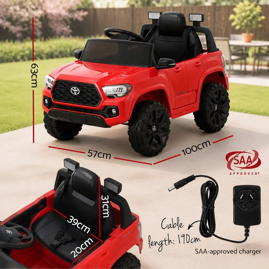 Kids Ride On Car Red 12V for Outdoor Use 100cm L x 63cm W x 57cm H