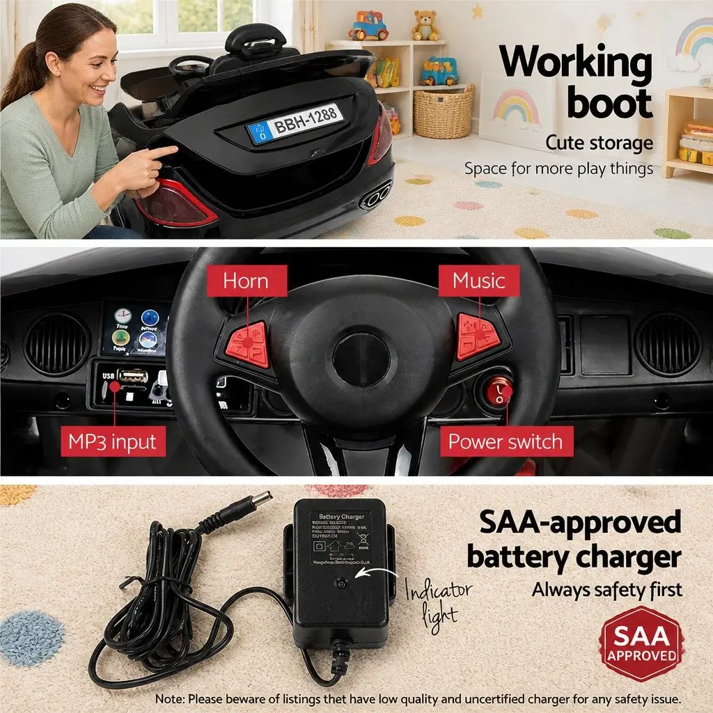 Kids Ride On Car for Outdoor Use 12V Black