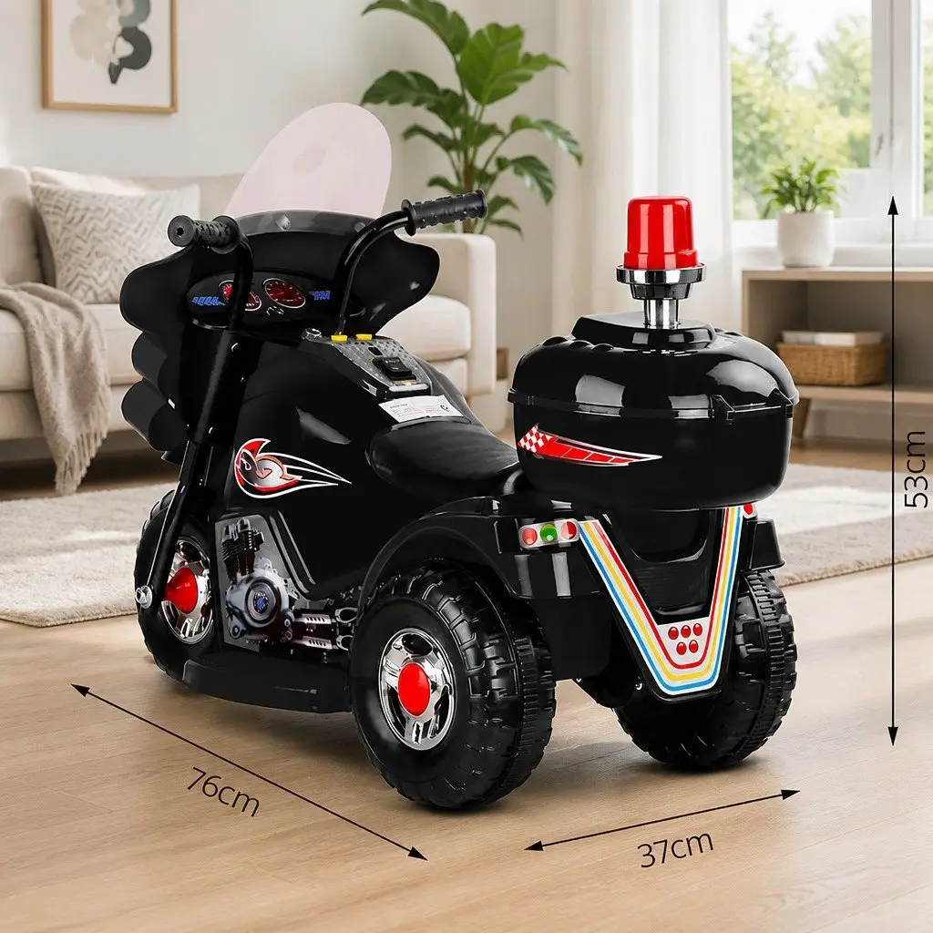 Kids Electric Ride On Police Motorcycle 6V Battery Motorbike Toy Black