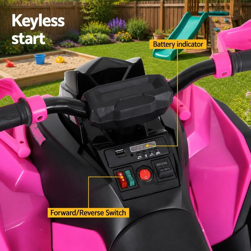 Kids Ride On ATV Quad Electric Toy for Kids 12V Pink