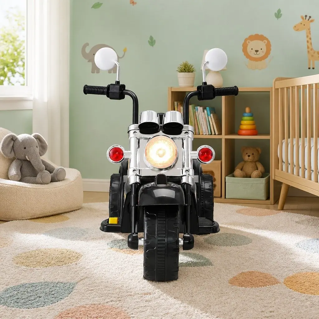 Kids Ride On Motorbike Electric Toy 6V Battery Powered Black Motorcycle Car