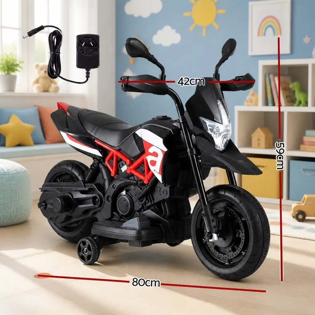 Kids Electric Ride On Motorbike Black 6V Battery Powered Toy Bike For Children