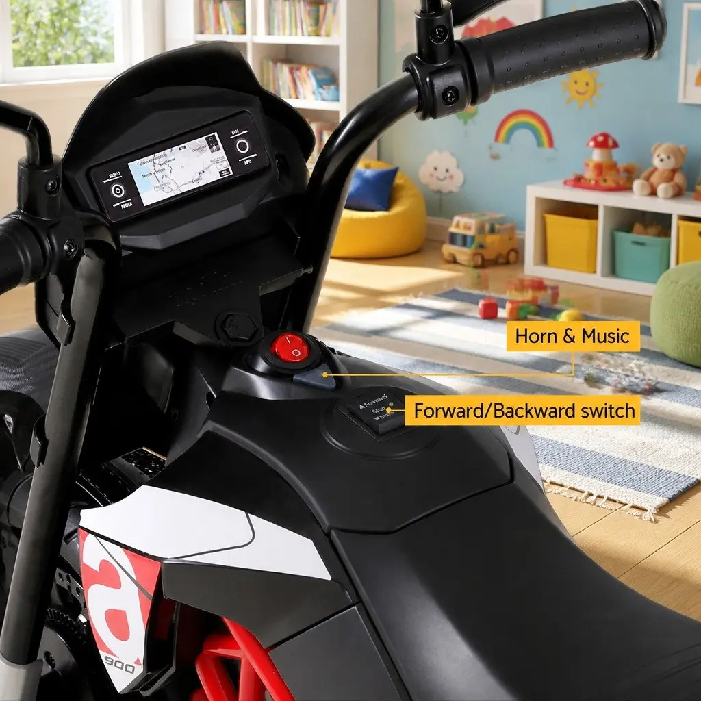 Kids Electric Ride On Motorbike Black 6V Battery Powered Toy Bike For Children