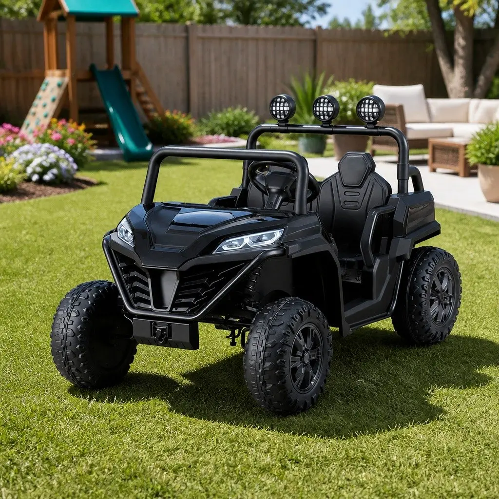 Kids Ride On Car Electric Toy with Headlight Music Remote Control Steering Wheel