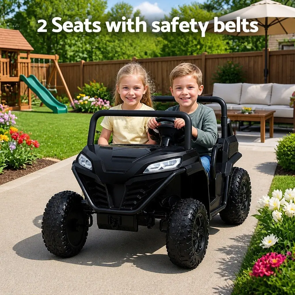 Kids Ride On Car Electric Toy with Headlight Music Remote Control Steering Wheel