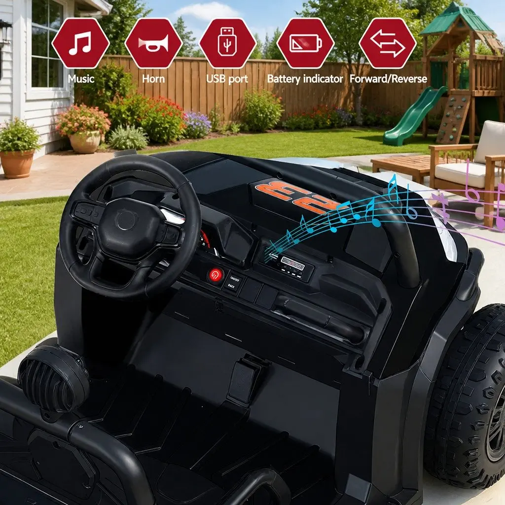 Kids Ride On Car Electric Toy with Headlight Music Remote Control Steering Wheel