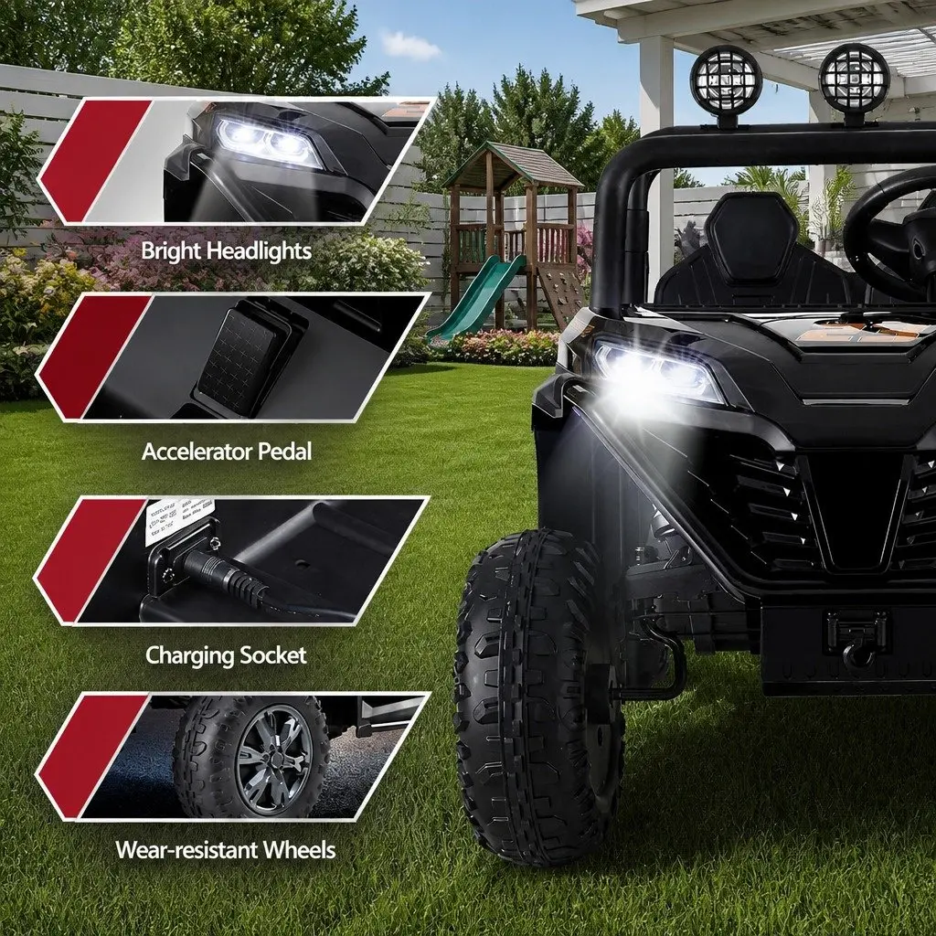 Kids Ride On Car Electric Toy with Headlight Music Remote Control Steering Wheel