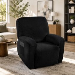 1-Seater Recliner Cover - Black Velvet Material