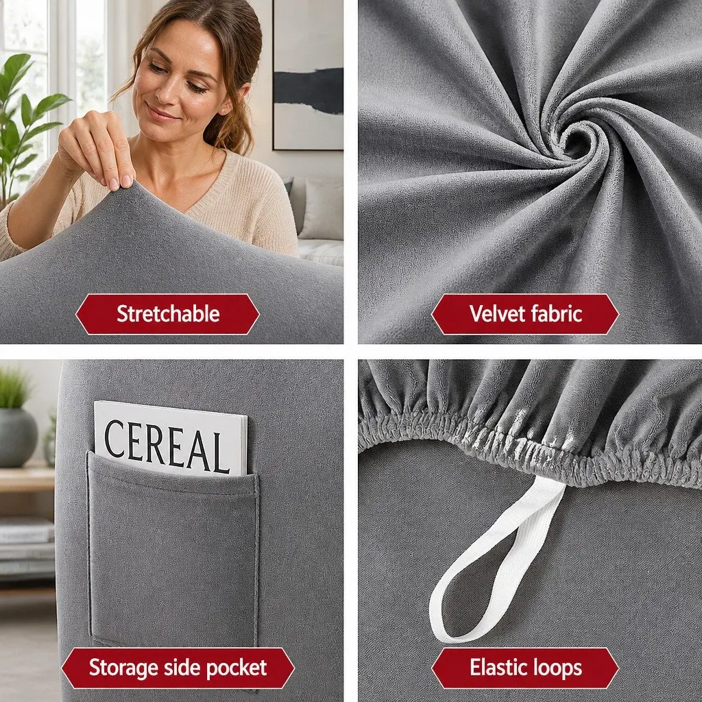 1-Seater Recliner Chair Cover in Grey