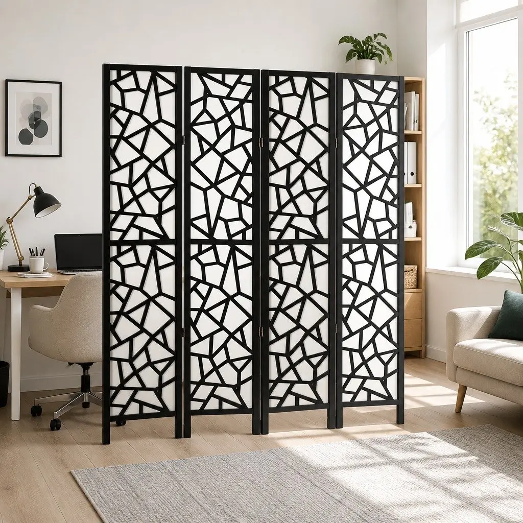 4 Panel Room Divider Screen for Bedroom Living Room 162x170cm Foldable Privacy Partition