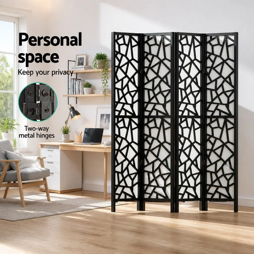 4 Panel Room Divider Screen for Bedroom Living Room 162x170cm Foldable Privacy Partition