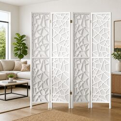 4-Panel Room Divider Screen: 162cm x 170cm White