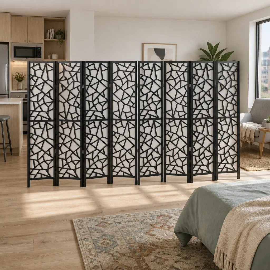 8 Panel Room Divider Screen for Bedroom 325x170cm Foldable Privacy Partition