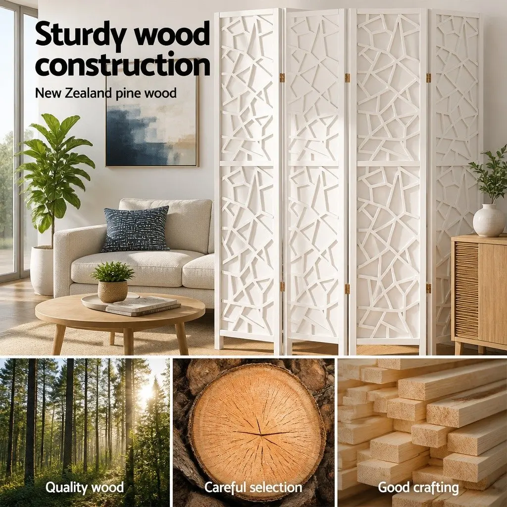 8 Panel Room Divider Screen for Bedroom 325x170cm Folding Privacy Partition White