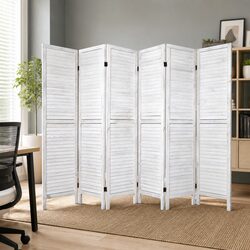 6 Panel Room Divider Screen 245x170cm Folding Privacy Partition White