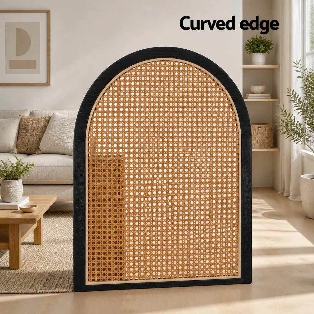 Room Divider Screen for Bedroom 3 Panel Brown Rattan Foldable Partition Privacy Separator