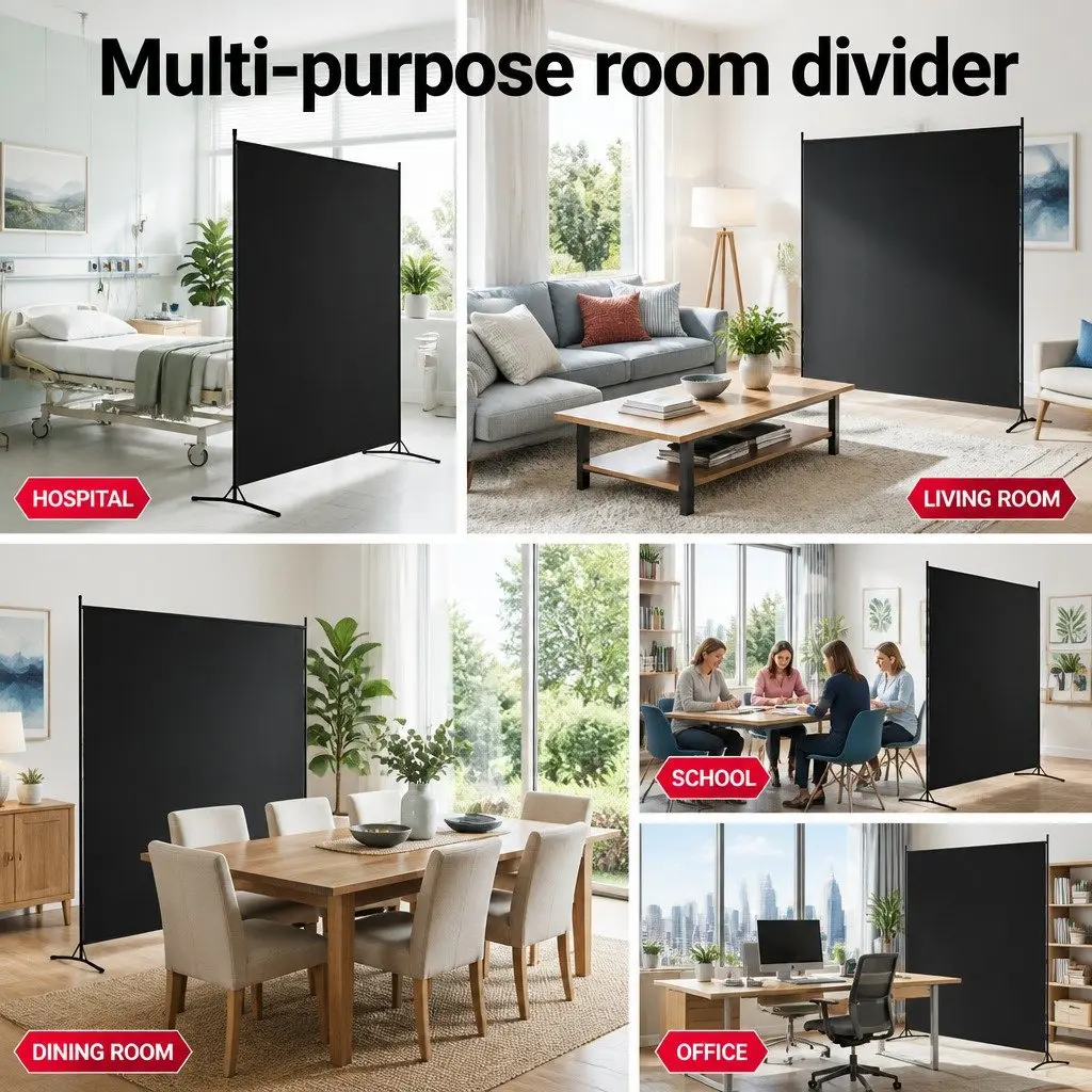 Room Divider Screen Home Office 175x180cm Fabric Privacy Partition