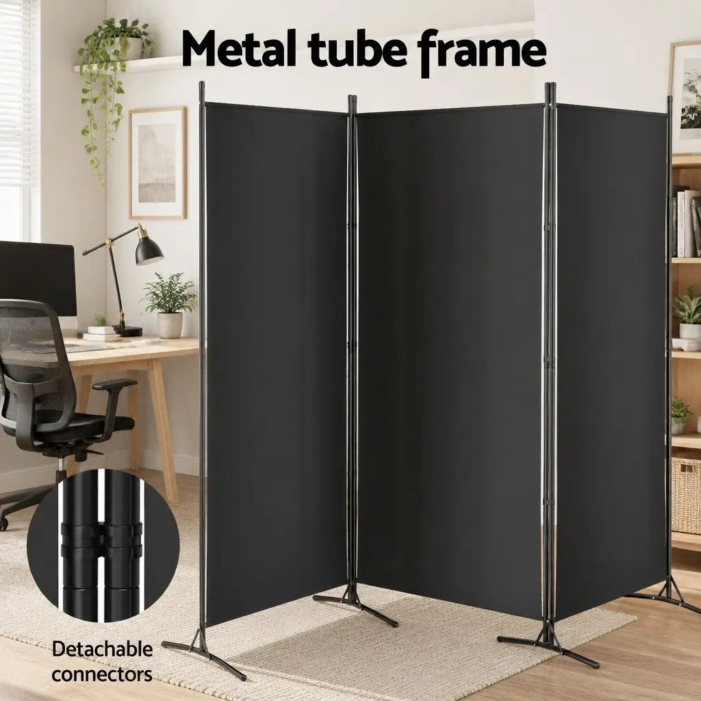 3 Panel Room Divider Screen for Bedroom 260x180cm Foldable Fabric Privacy Partition Portable