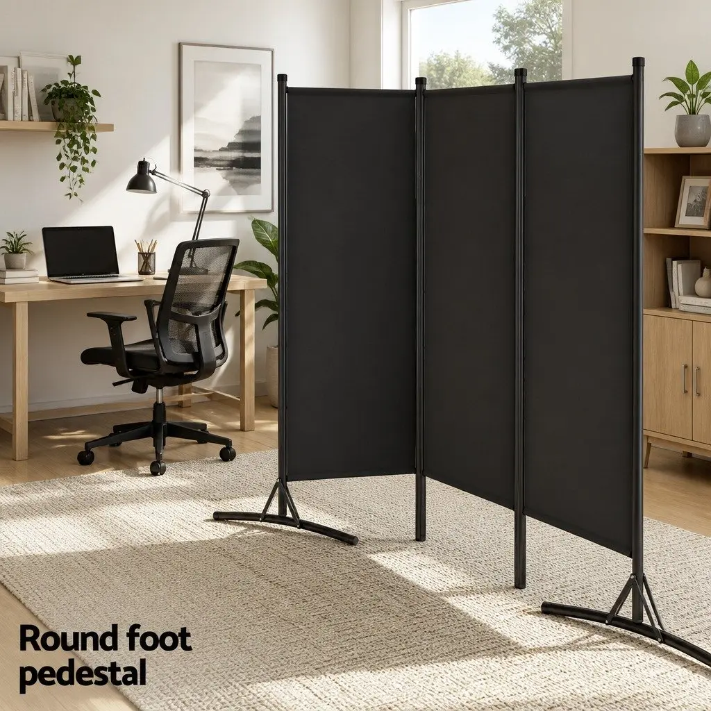 3 Panel Room Divider Screen for Bedroom 260x180cm Foldable Fabric Privacy Partition Portable
