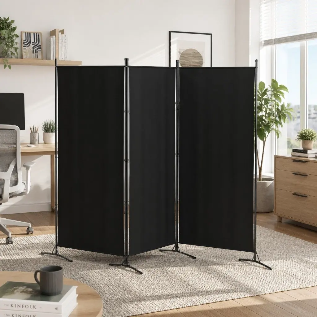 3 Panel Room Divider Screen for Bedroom 260x180cm Foldable Fabric Privacy Partition Portable