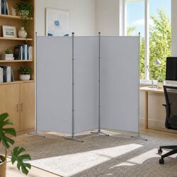 3 Panel Room Divider Screen 260x180cm Folding Partition Privacy Fabric Grey Home