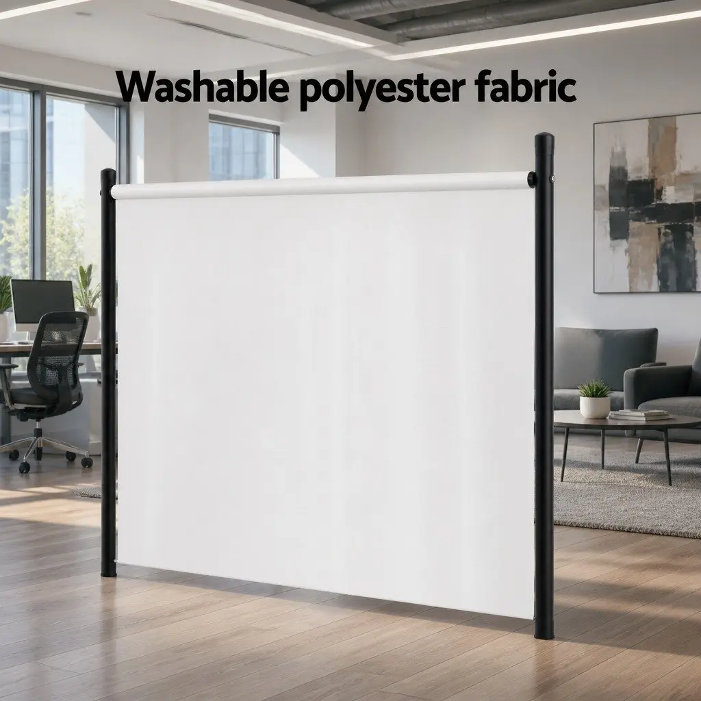 4 Panel Room Divider Screen 345x180cm Fabric White Foldable Portable Privacy