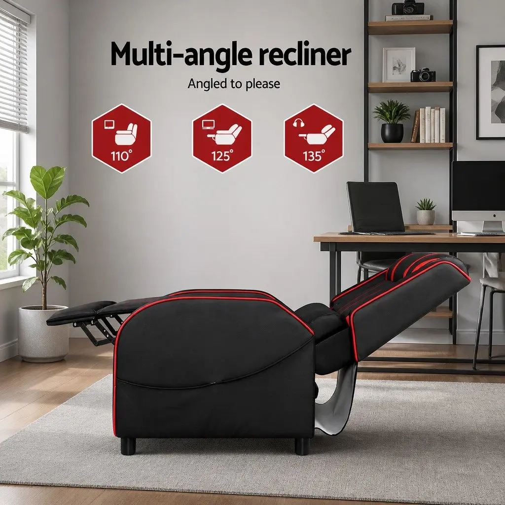Gaming Recliner Chair Leather Recline Armchair with Footrest Lumbar Support