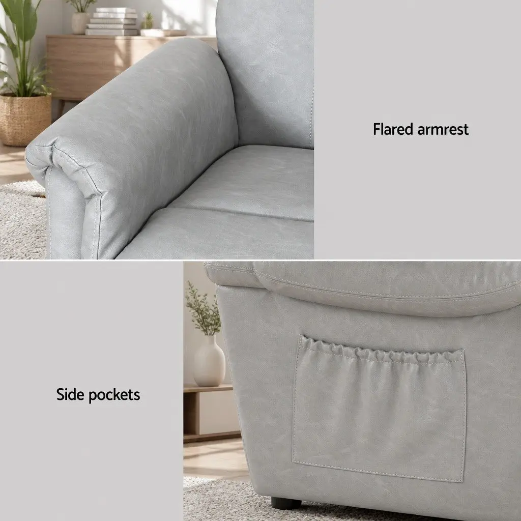 Recliner Chair for Office or Living Room Grey Remote Control Lift Assist 78cm W x 92cm D x 105cm H