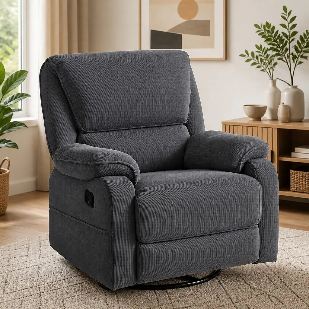 Grey 360° Swivel Recliner Chair