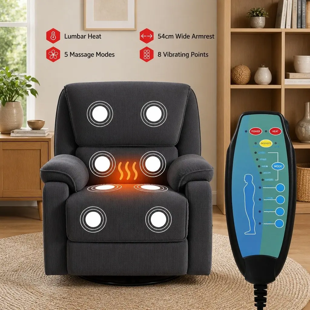 Recliner Chair for Living Room 360 Swivel Grey