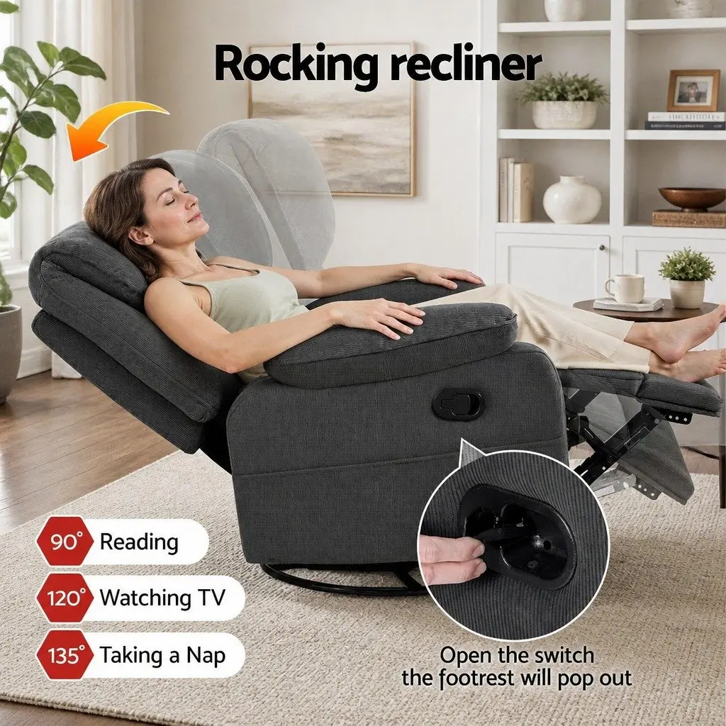 Recliner Chair for Living Room 360 Swivel Grey