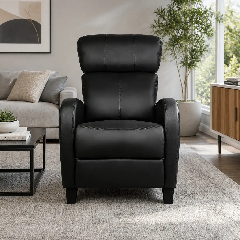 Reclining Armchair for Lounge Black 135 Degrees Adjustable Positions