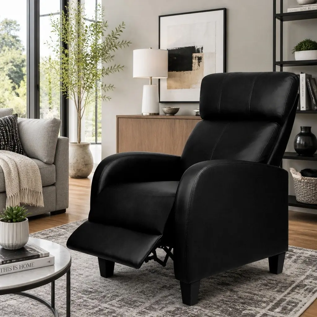 Reclining Armchair for Lounge Black 135 Degrees Adjustable Positions