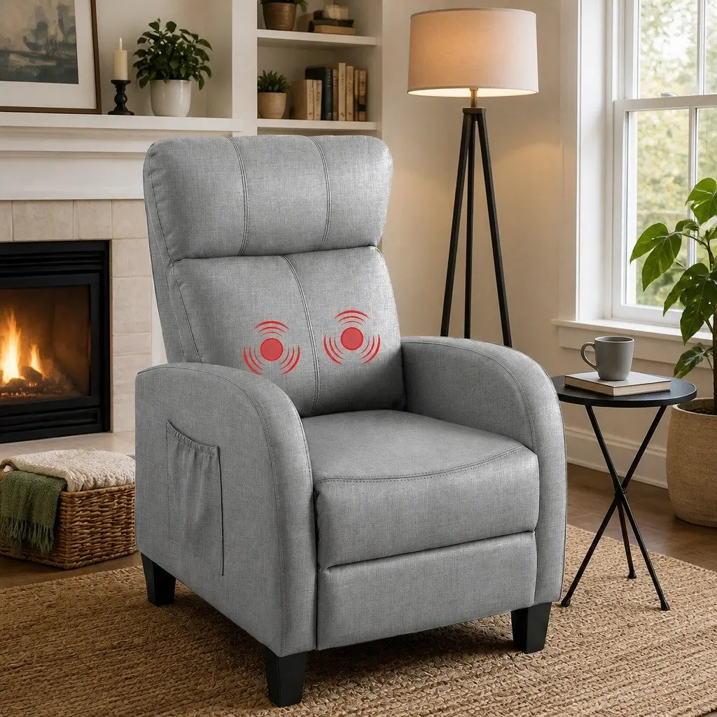 Grey Fabric Massage Recliner Chair