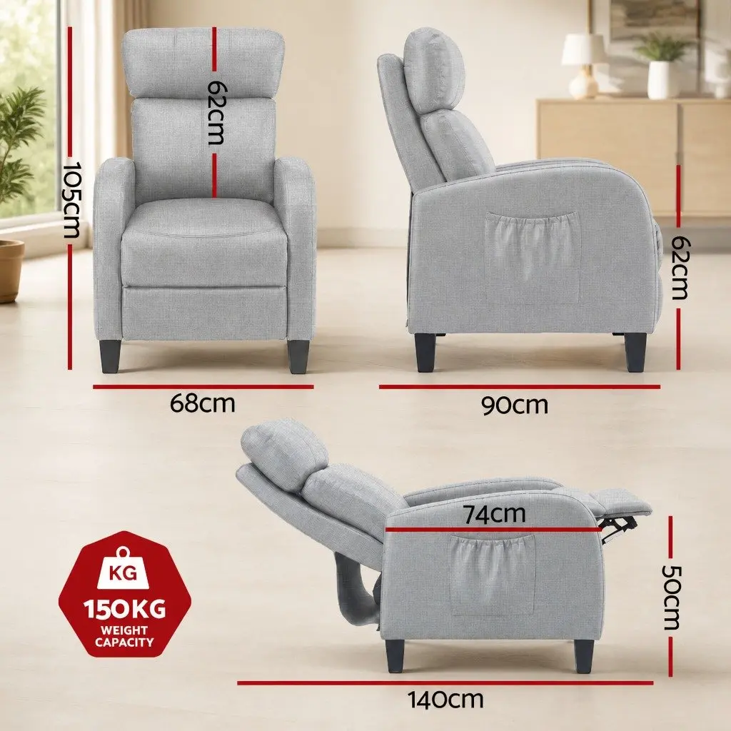 Grey Fabric Massage Recliner Chair