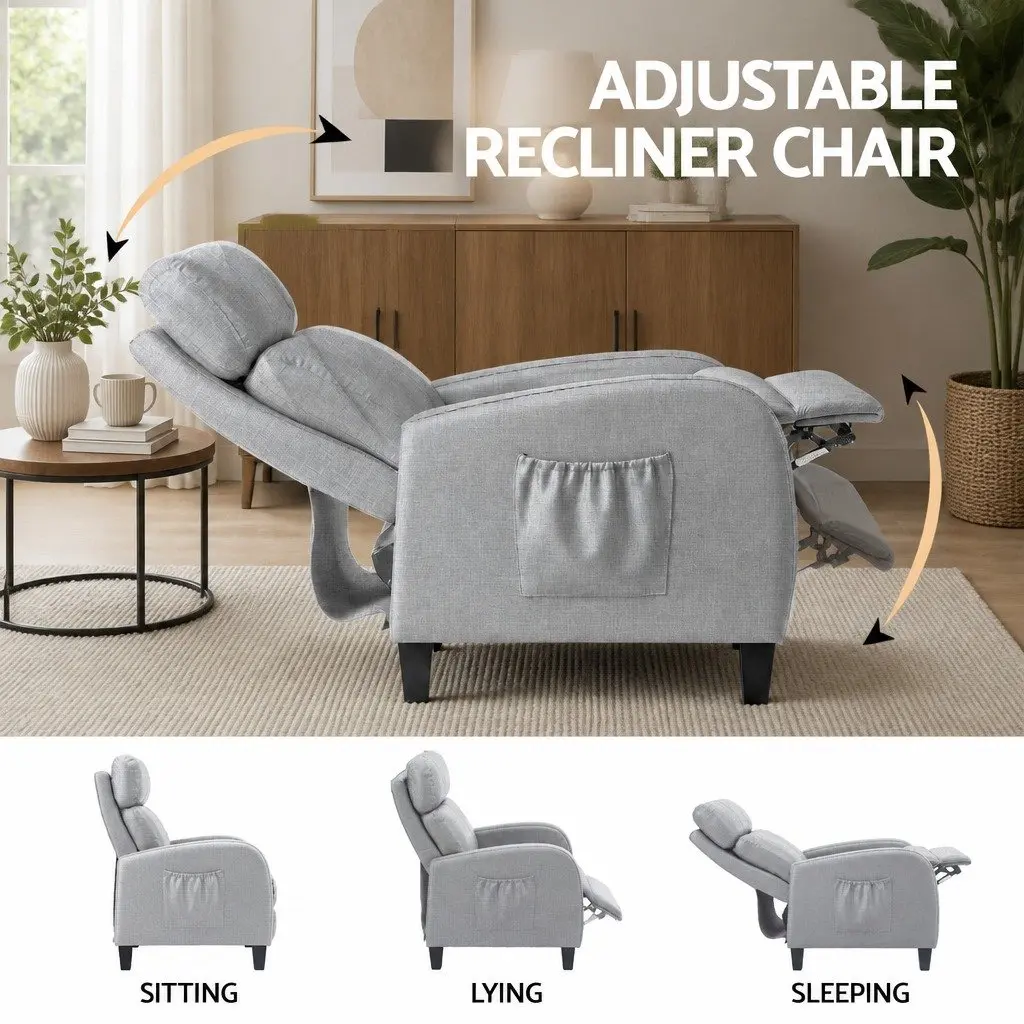 Grey Fabric Massage Recliner Chair