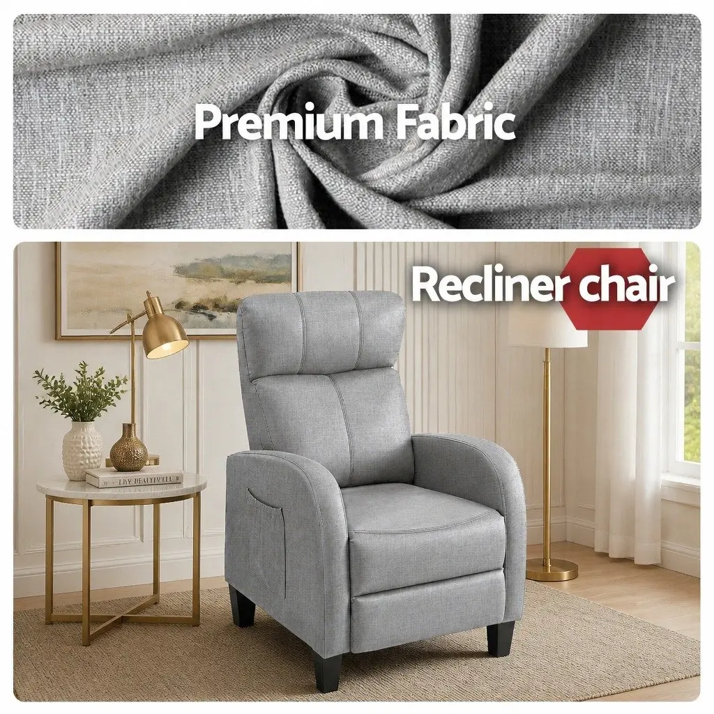 Grey Fabric Massage Recliner Chair