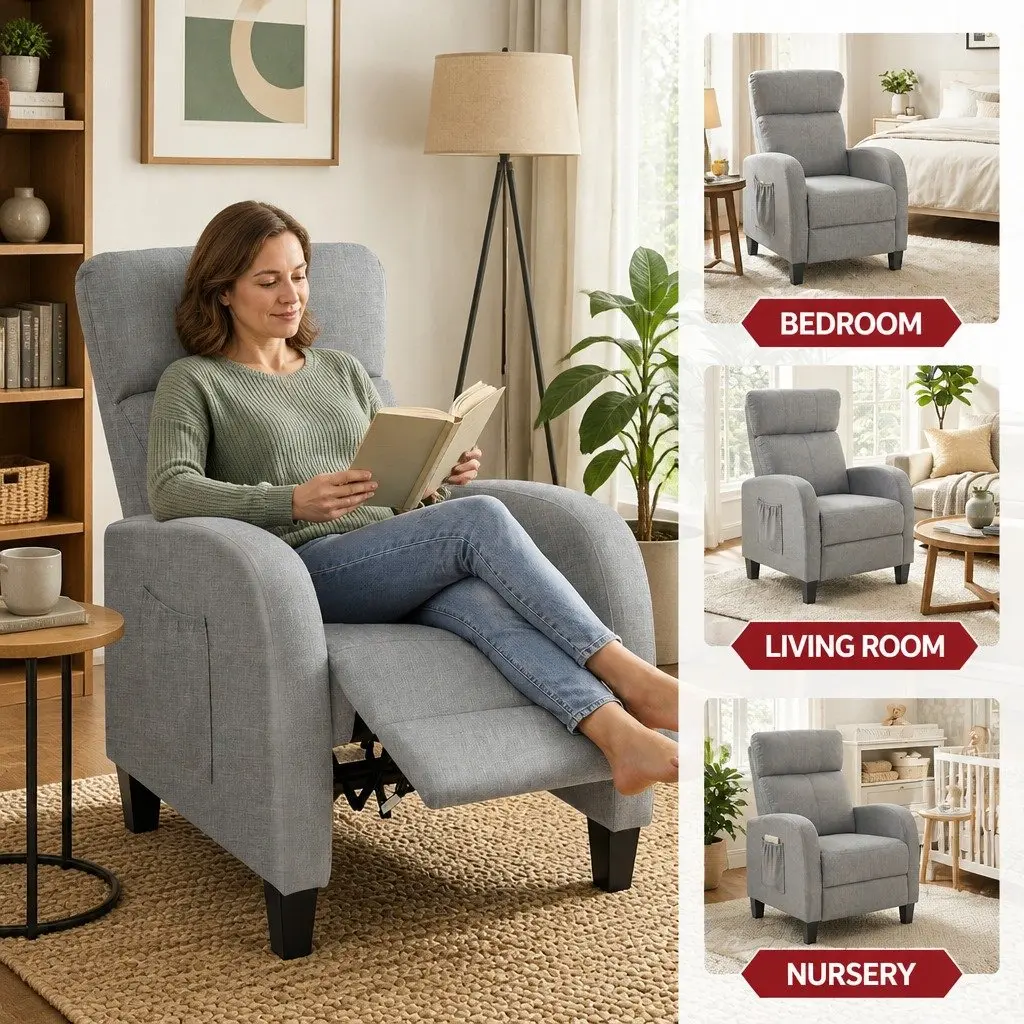 Grey Fabric Massage Recliner Chair