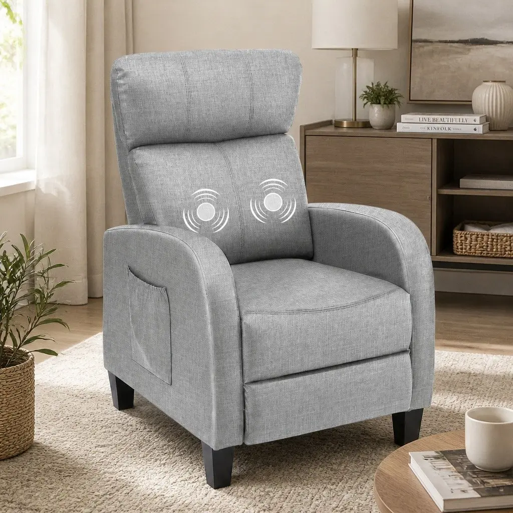 Grey Fabric Massage Recliner Chair
