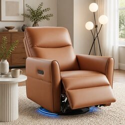 Electric Recliner Chair Specifications: Brown PU Leather