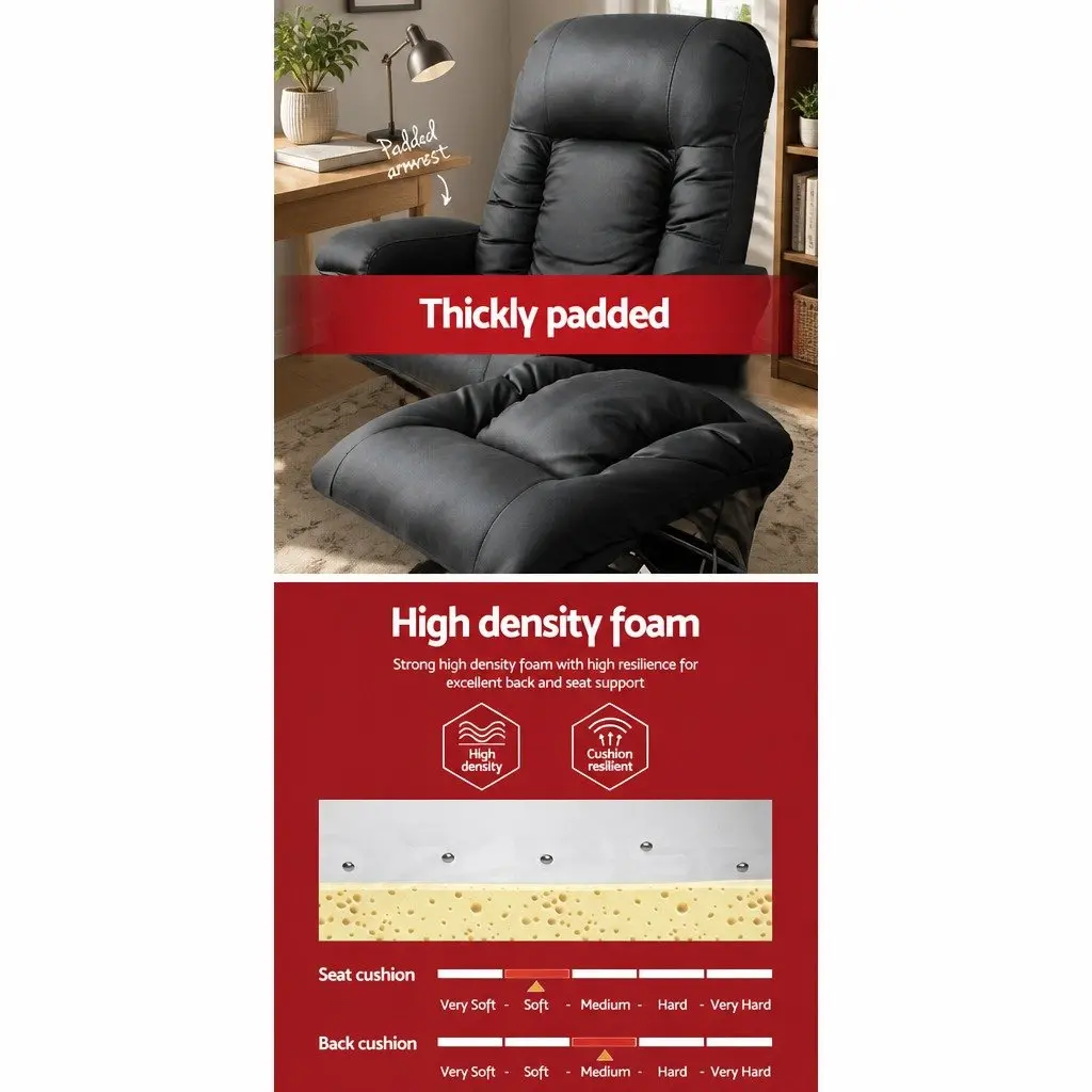 Electric Massage Recliner Chair Heated Faux Leather Lounge Armchair Footrest