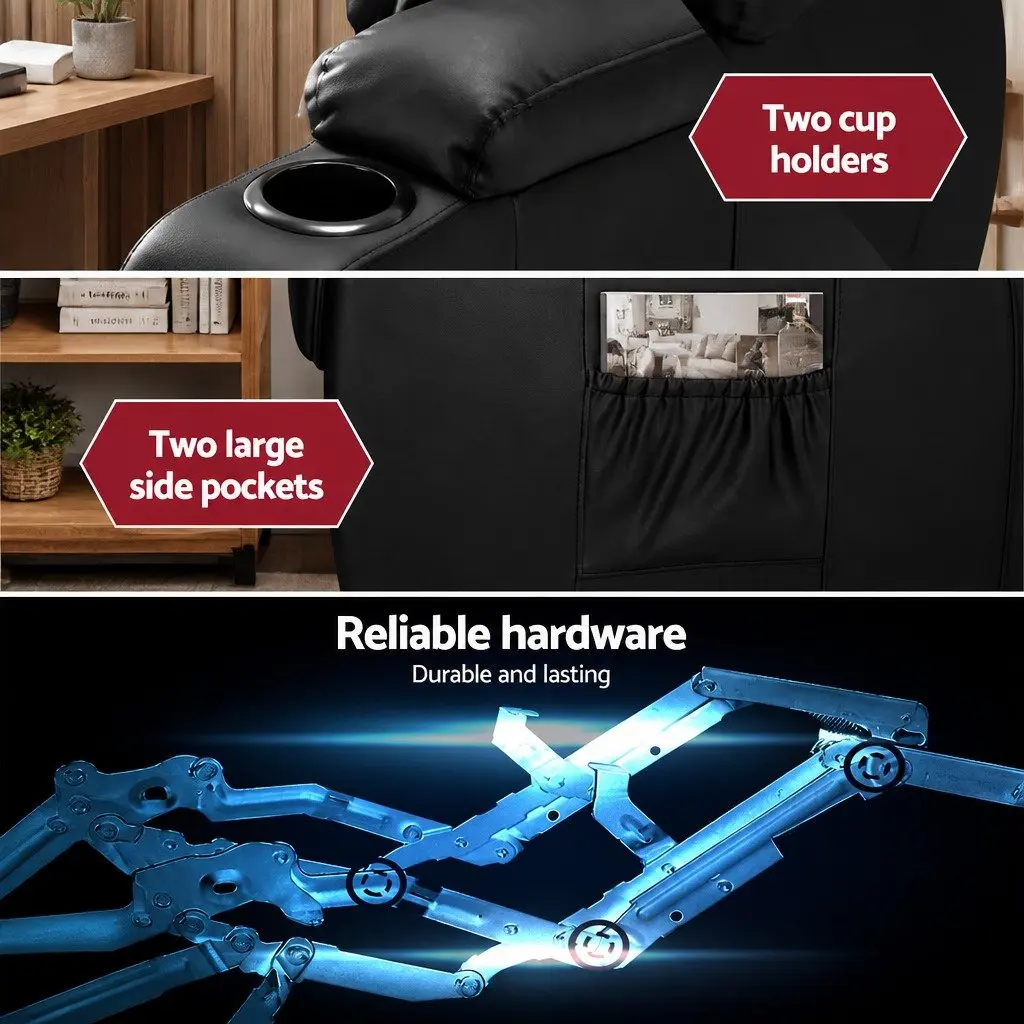 Electric Massage Recliner Chair Heated Faux Leather Lounge Armchair Footrest