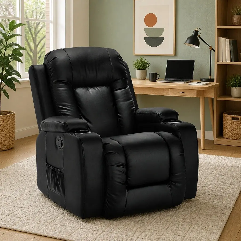 Electric Massage Recliner Chair Heated Faux Leather Lounge Armchair Footrest