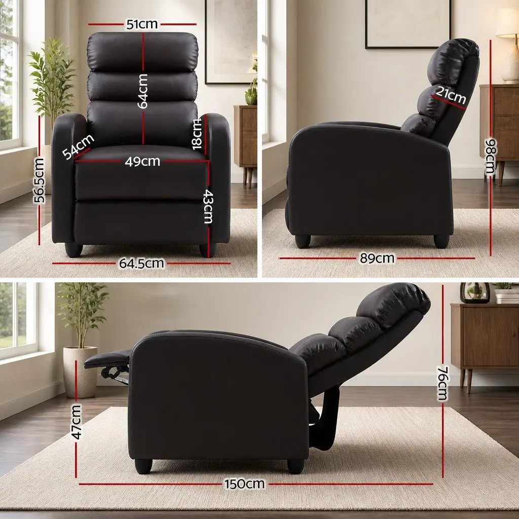Brown PU Leather Recliner Armchair