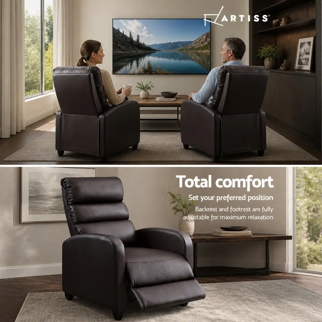 Brown PU Leather Recliner Armchair
