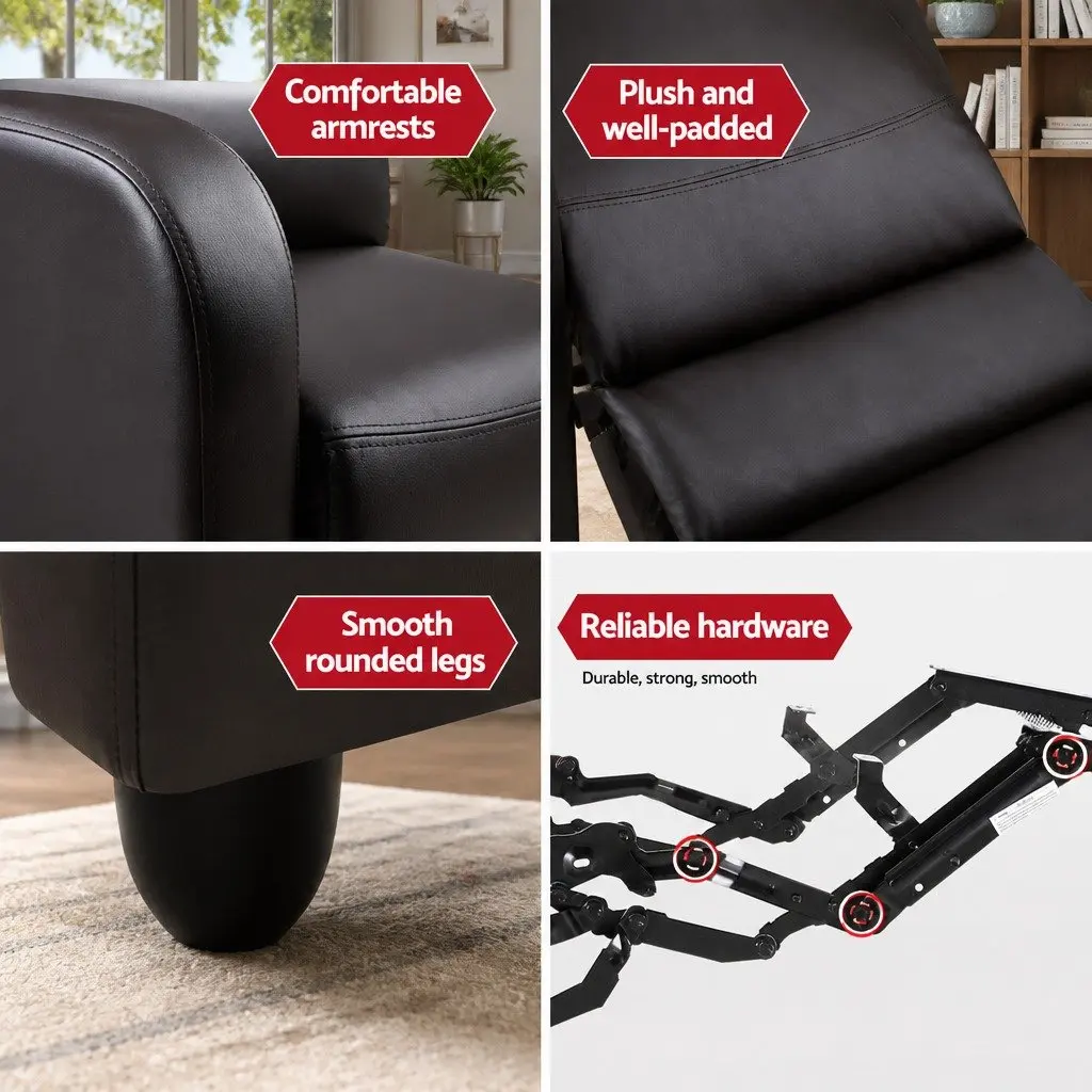 Brown PU Leather Recliner Armchair